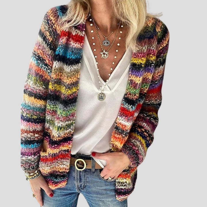 Kvinners Stripe-Print Langermet Cardigan
