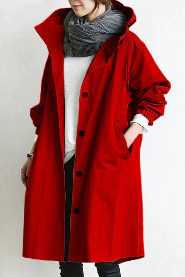 Oversized vanntett trenchcoat med hette