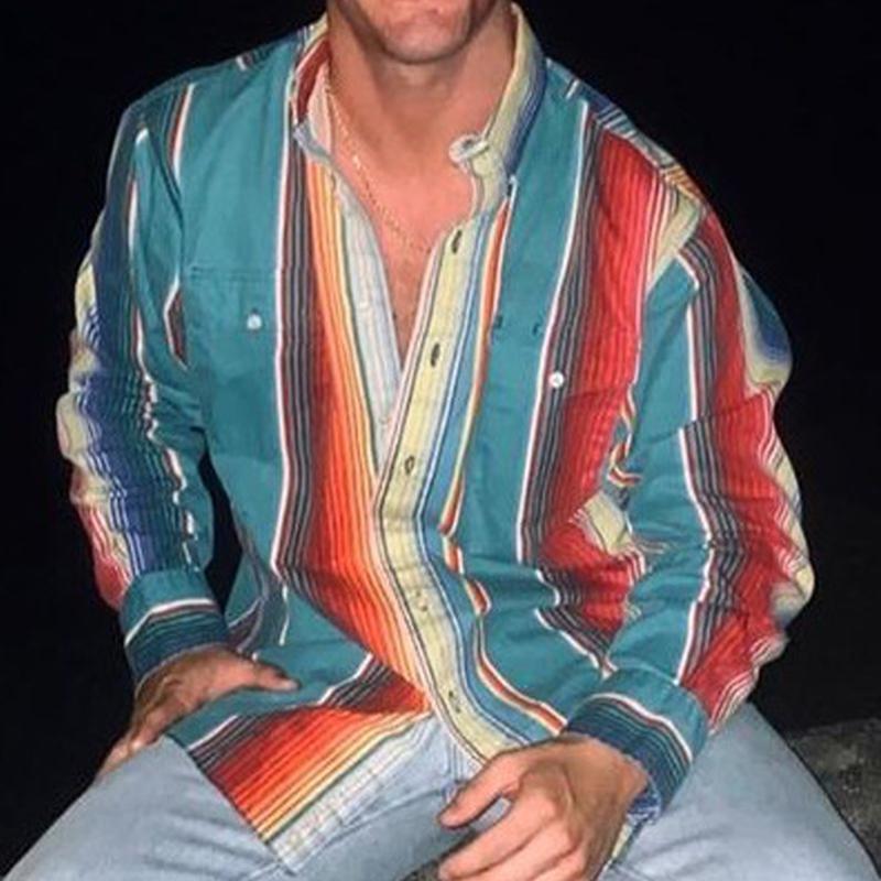 Vintage stripete skjorte med lange ermer og knapper - Eric