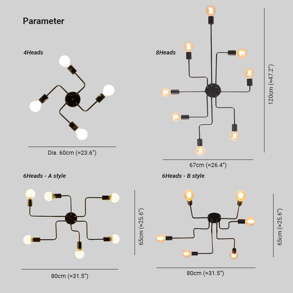 Silva Vintage LED-Taklampe i Industriell Stil for Stuen, Metall, 5 Farger