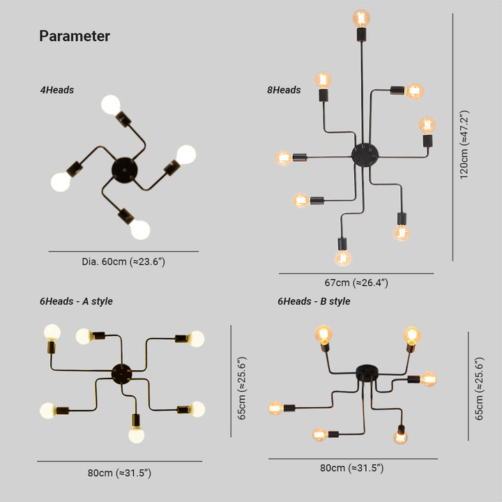 Silva Vintage LED-Taklampe i Industriell Stil for Stuen, Metall, 5 Farger