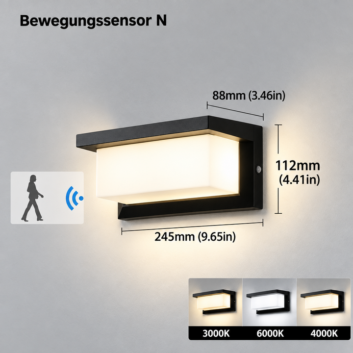 Vegglampe | Automatisk bevegelsessensor | Værbestandig for innganger og terrasser