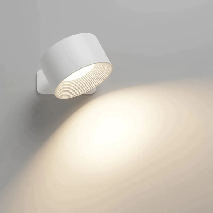Trådløs LED-vegglampe med 360°-rotasjon, berøringsdimming, 3 lysfarger og USB-C-batteri