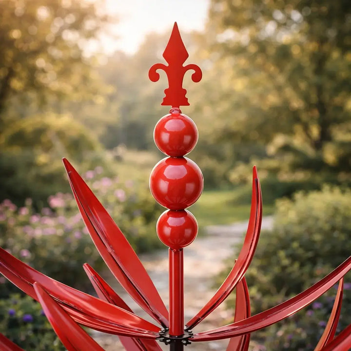 Værhane: Lotus-vindspinner i metall – rustbestandig hagedekorasjon