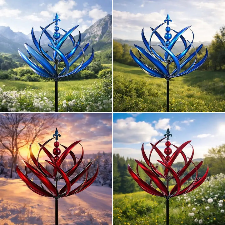 Værhane: Lotus-vindspinner i metall – rustbestandig hagedekorasjon