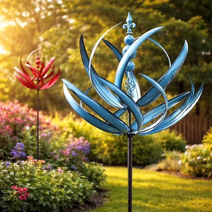 Værhane: Lotus-vindspinner i metall – rustbestandig hagedekorasjon