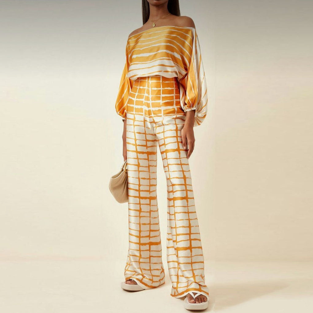 Off-Shoulder Stil Kvinners Satin 2 Dels Sett