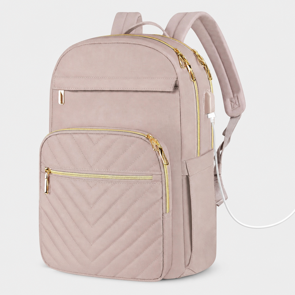 Tyylikäs tech-reppu naisille – USB & 15,6" – Carriro