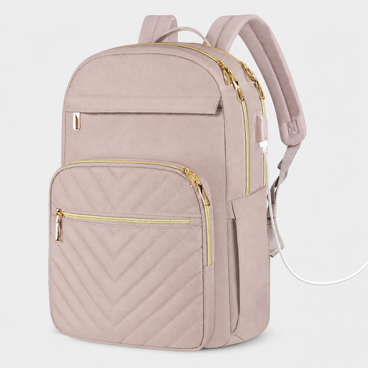 Tyylikäs tech-reppu naisille – USB & 15,6" – Carriro