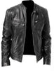 Rugged Lær Motorsykkel Biker Jakke for Menn
