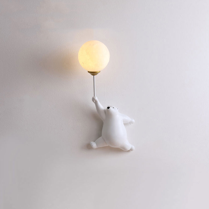 Søt bjørnevegglampe med ballonglys for barnerom