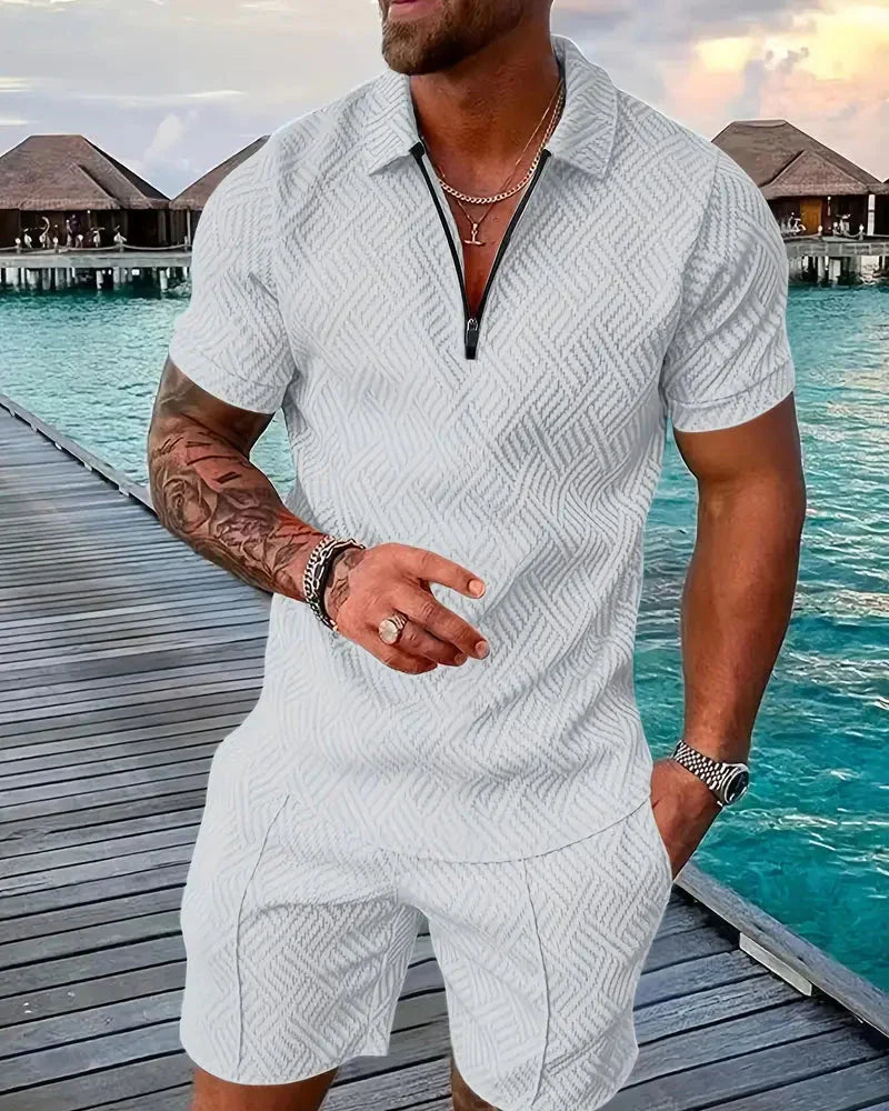 Casual Zipper Collar Sommer Treningsdrakt Outfit