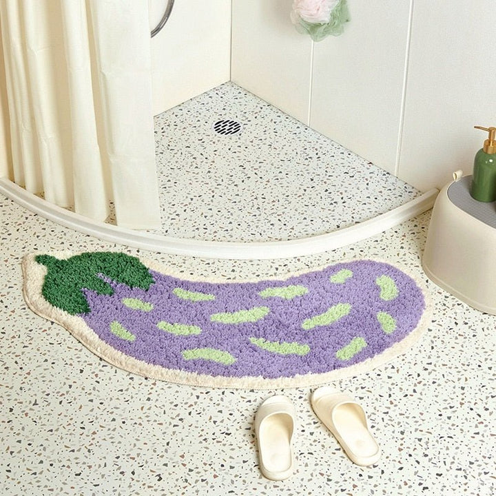 Sklisikker badematte med design av banan eller aubergine - ZestPad