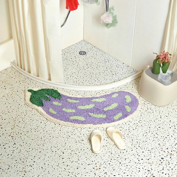 Sklisikker badematte med design av banan eller aubergine - ZestPad