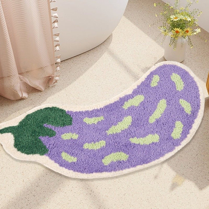 Sklisikker badematte med design av banan eller aubergine - ZestPad