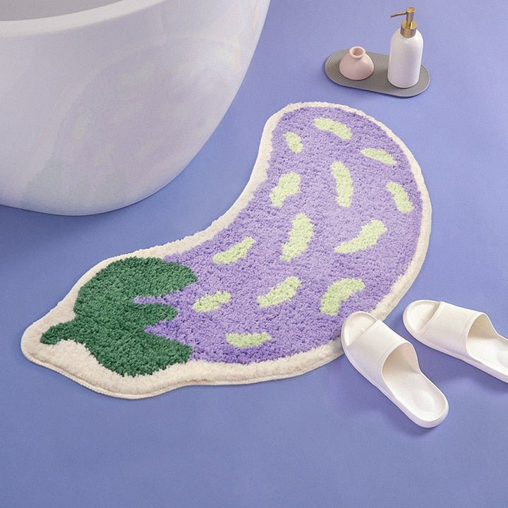 Sklisikker badematte med design av banan eller aubergine - ZestPad
