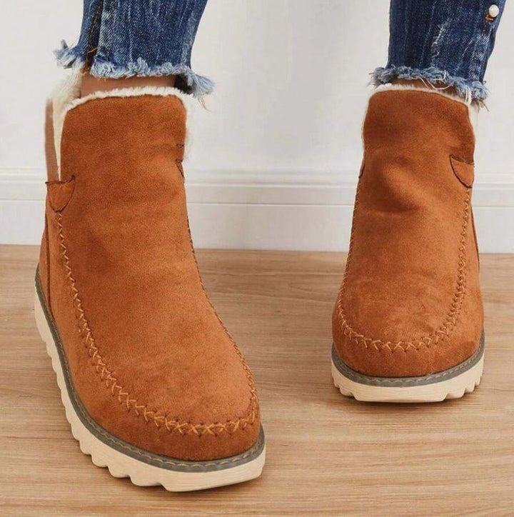 Vinterankelstøvletter til dame uten lukking, med varmt fôr og sklisikker såle