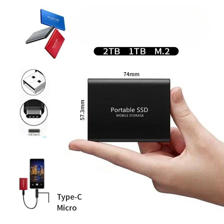 Bærbar høyhastighets-SSD, USB-C 1050 MB/s (2 TB)