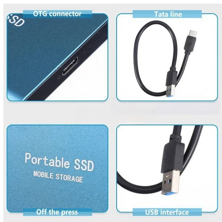 Bærbar høyhastighets-SSD, USB-C 1050 MB/s (2 TB)