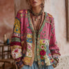 Vintage Kvinners Cardigan med Blomster Patchwork