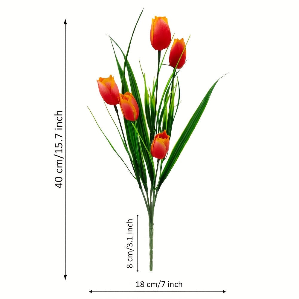 Sett med 6 Kunstige Tulipanbuketter – UV-bestandige og Realistiske til Hage- og Innedekorasjon