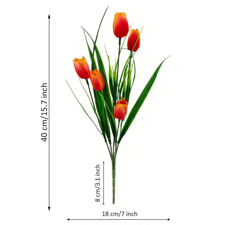 Sett med 6 Kunstige Tulipanbuketter – UV-bestandige og Realistiske til Hage- og Innedekorasjon