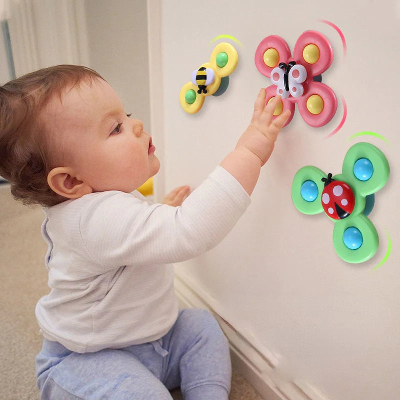 PurePlay Montessori-spinnerleke | Sensorisk leke med sugekopp for barn – perfekt for bord, vinduer og barnestoler