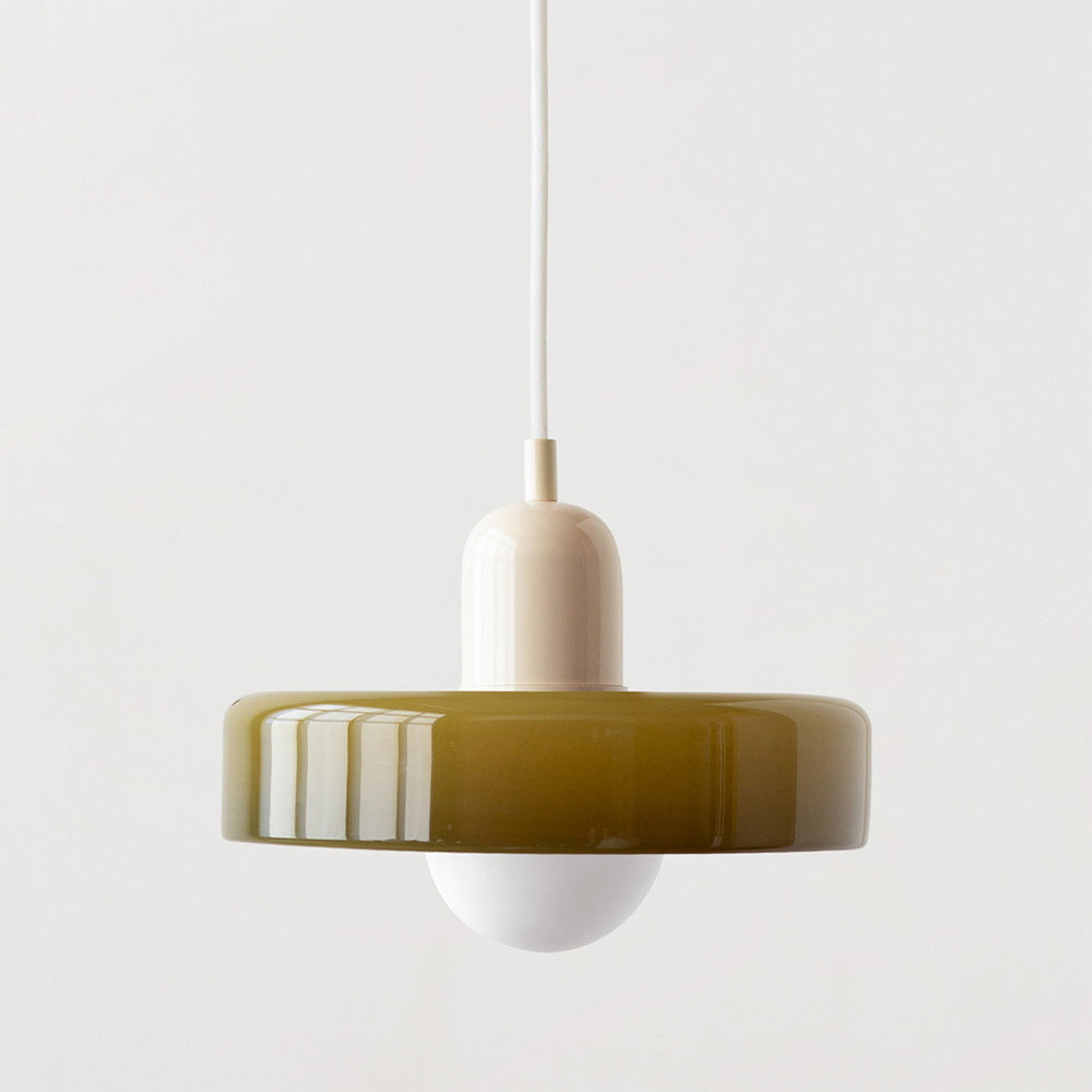 Bauhaus-pendellampe i farget glass