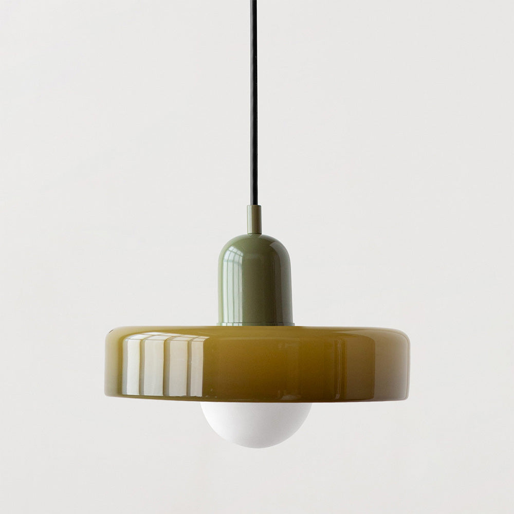 Bauhaus-pendellampe i farget glass