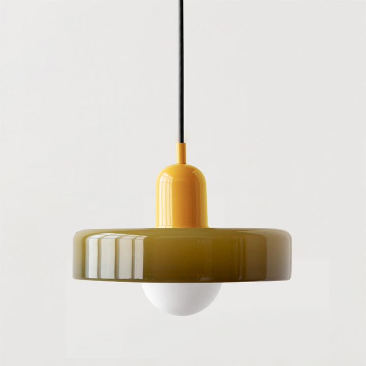 Bauhaus-pendellampe i farget glass