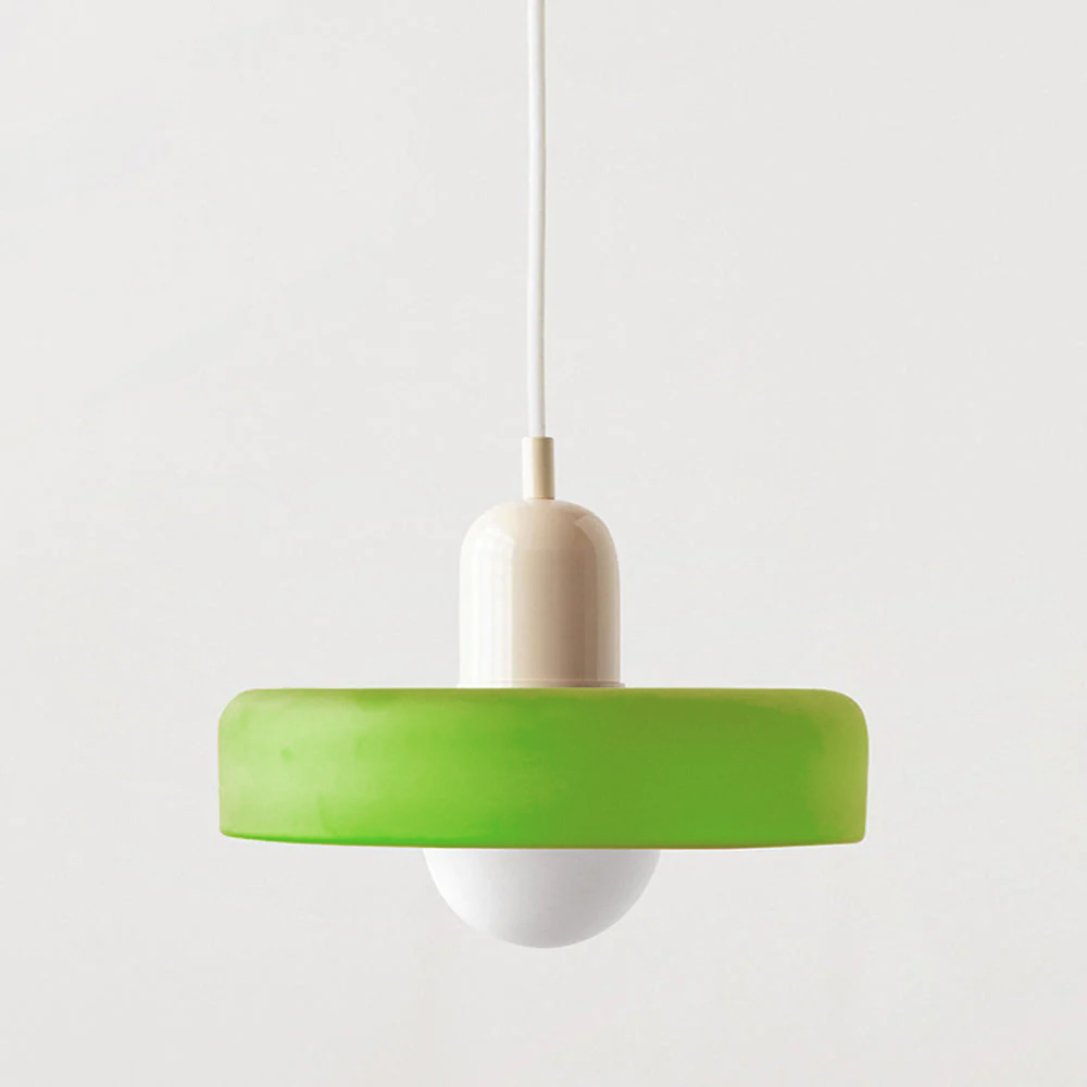 Bauhaus-pendellampe i farget glass