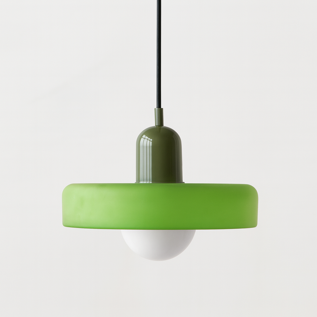 Bauhaus-pendellampe i farget glass