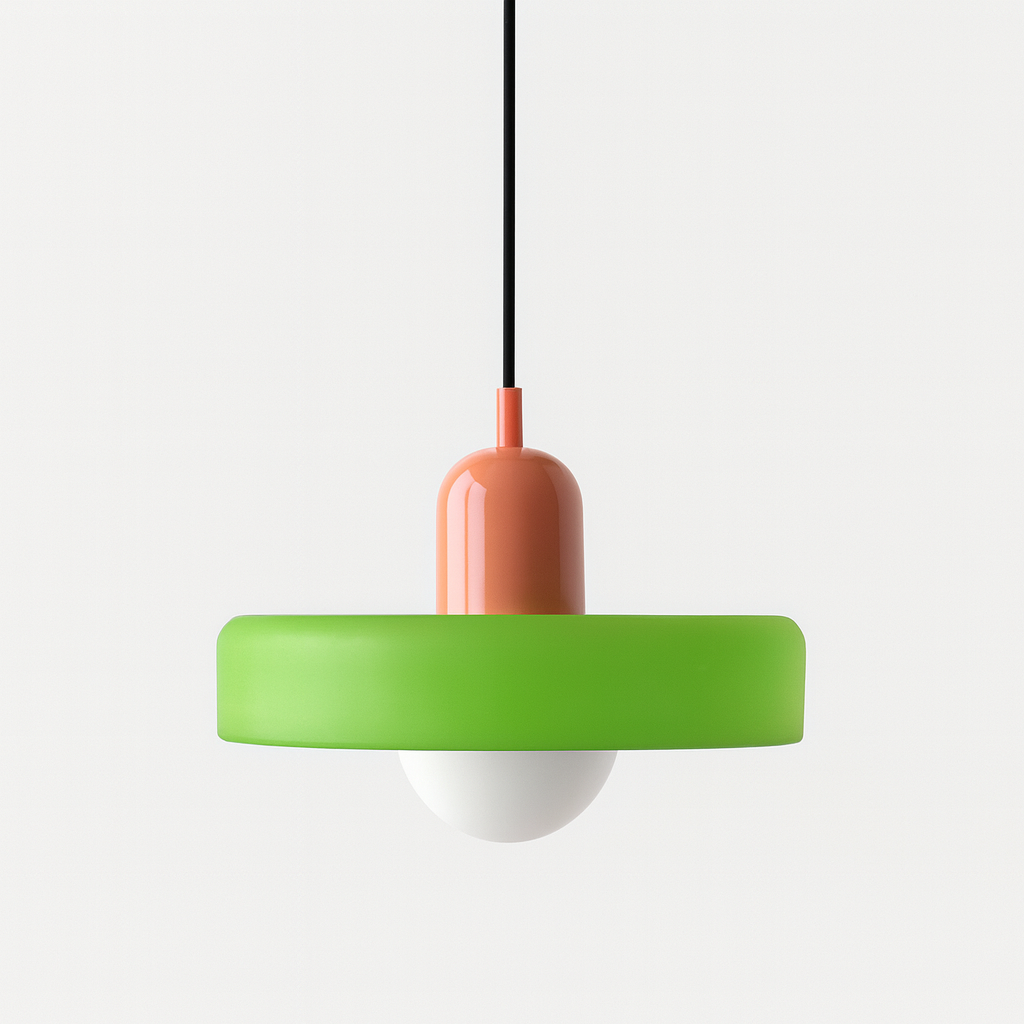 Bauhaus-pendellampe i farget glass