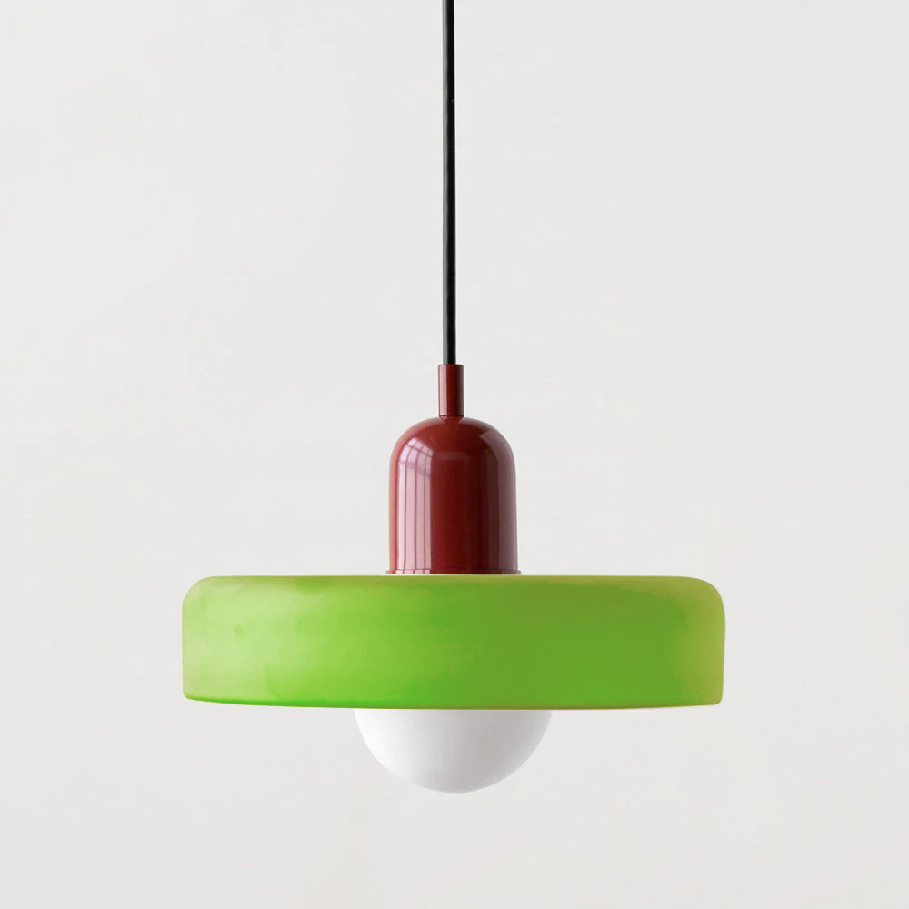 Bauhaus-pendellampe i farget glass