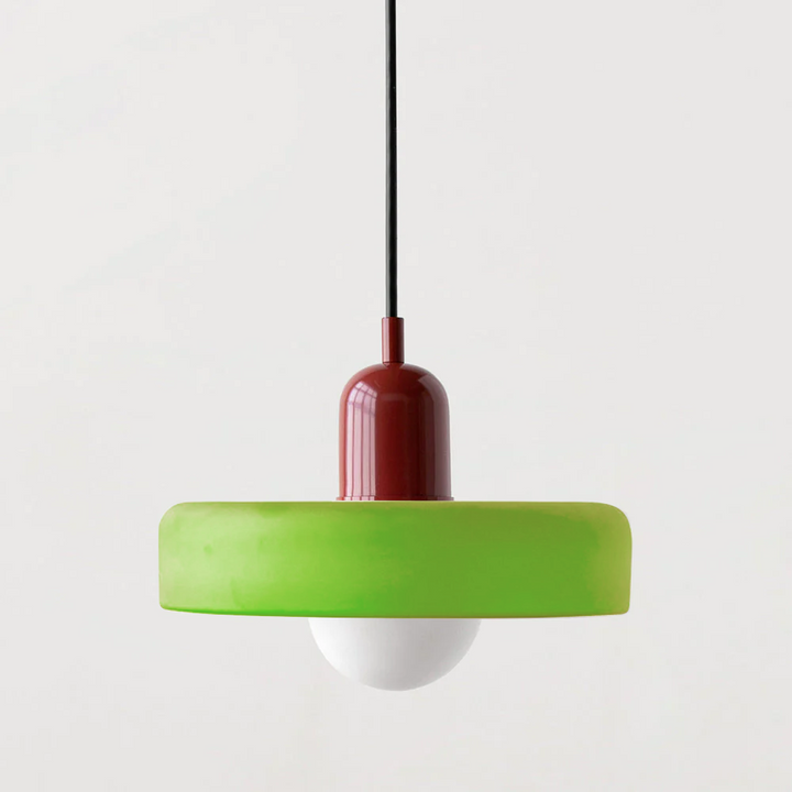 Bauhaus-pendellampe i farget glass
