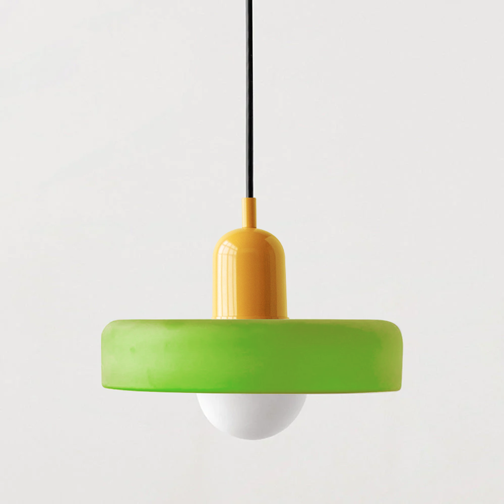 Bauhaus-pendellampe i farget glass