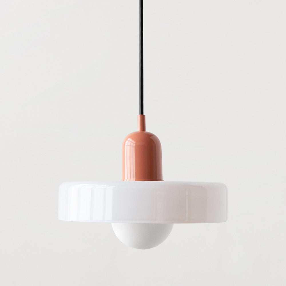 Bauhaus-pendellampe i farget glass
