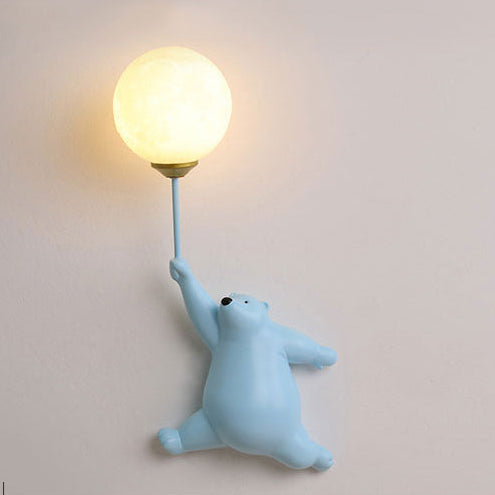 Søt bjørnevegglampe med ballonglys for barnerom