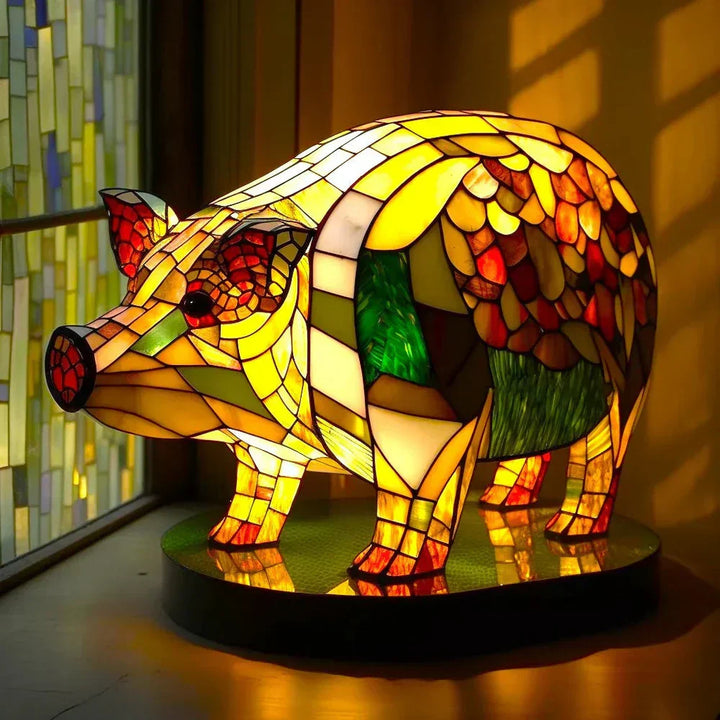 Dyrelampe i Kunstnerisk Mosaikkglass – Farge og Stemning i Hjemmet
