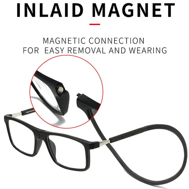 Lesebriller med magnetisk nakkeoppheng og blålysfilter med tapsikkert design
