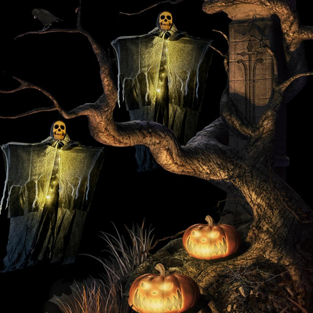 Halloween-dekorasjoner Skrekkelig Hengende Spøkelseskranie Skjelettrekvisitt Perfekt For Hjem Utendørs Hage Festartikler Festivaldekorasjoner — bilde 7