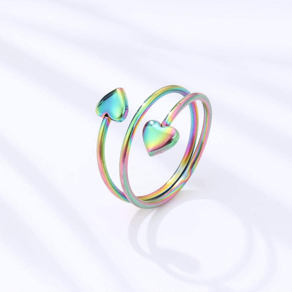 Peach Heart Stainless Steel Magnet Ring Health Anti-snoring Ring