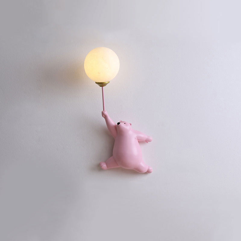 Søt bjørnevegglampe med ballonglys for barnerom