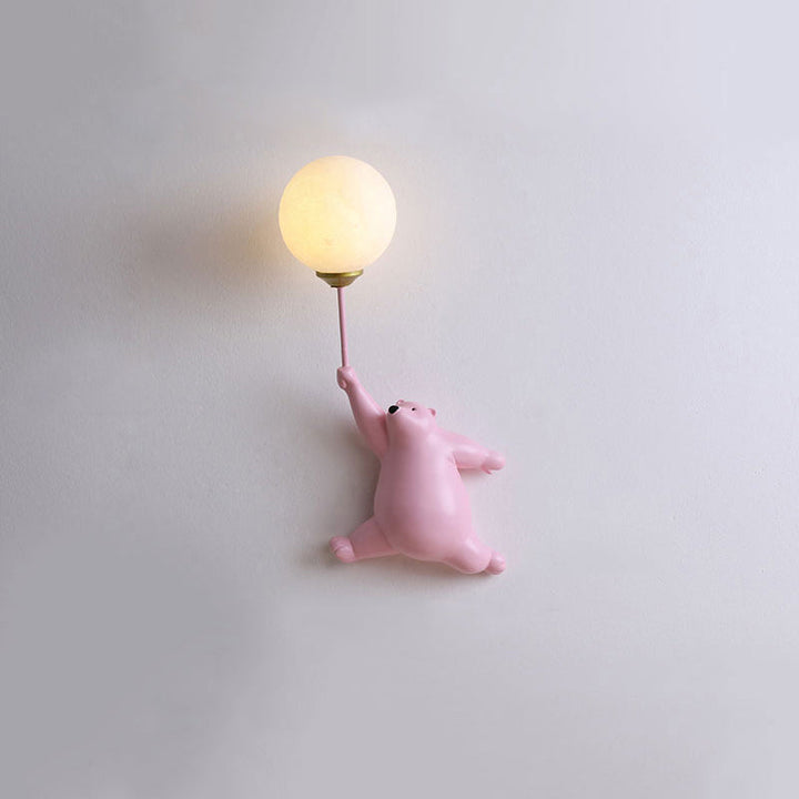 Søt bjørnevegglampe med ballonglys for barnerom