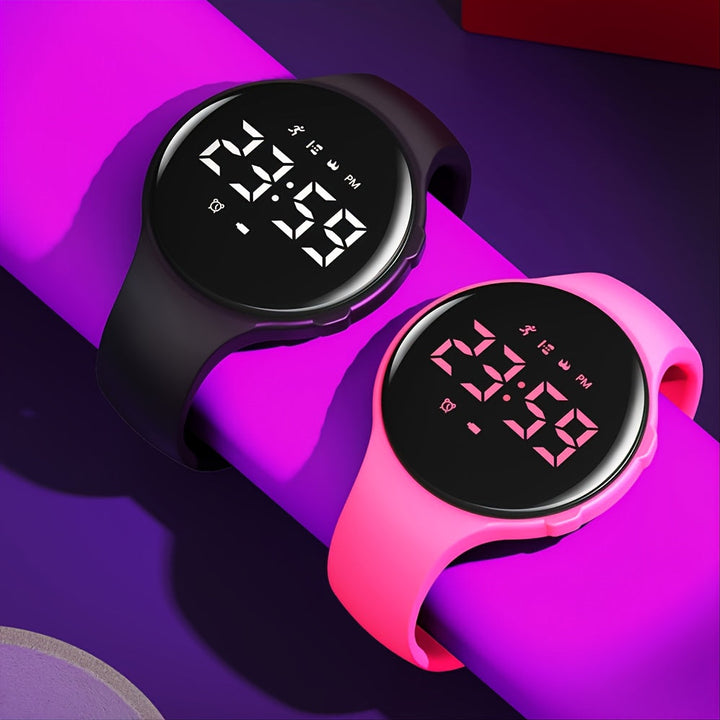 Digital LED-klokke med skritteller og vibrasjonsalarm – Fitnesstracker for barn