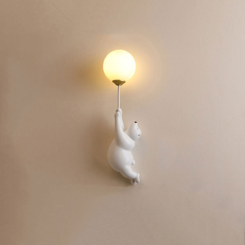 Søt bjørnevegglampe med ballonglys for barnerom