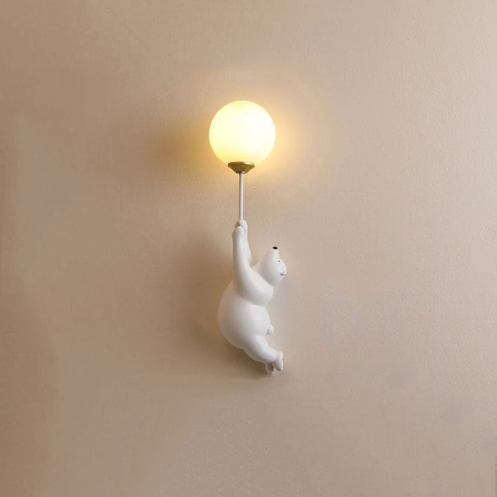 Søt bjørnevegglampe med ballonglys for barnerom