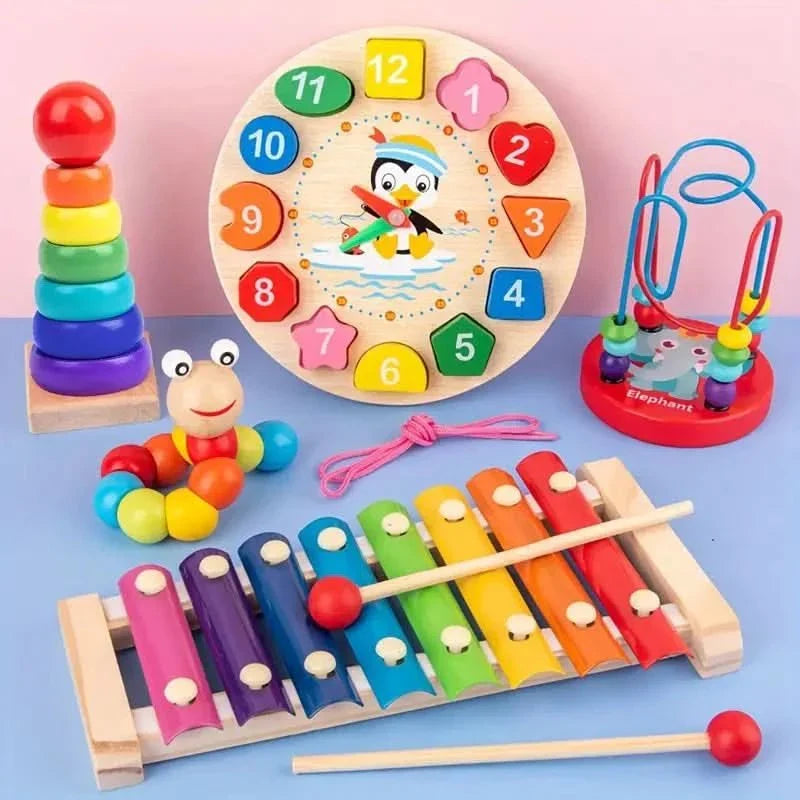 EduQuest 5-i-1 Montessori-sett – kreativ læring for babyer fra 6 måneder