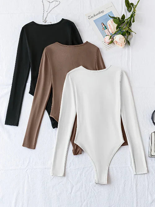 3-Pakke Casual Langermede Bodysuits for Kvinner