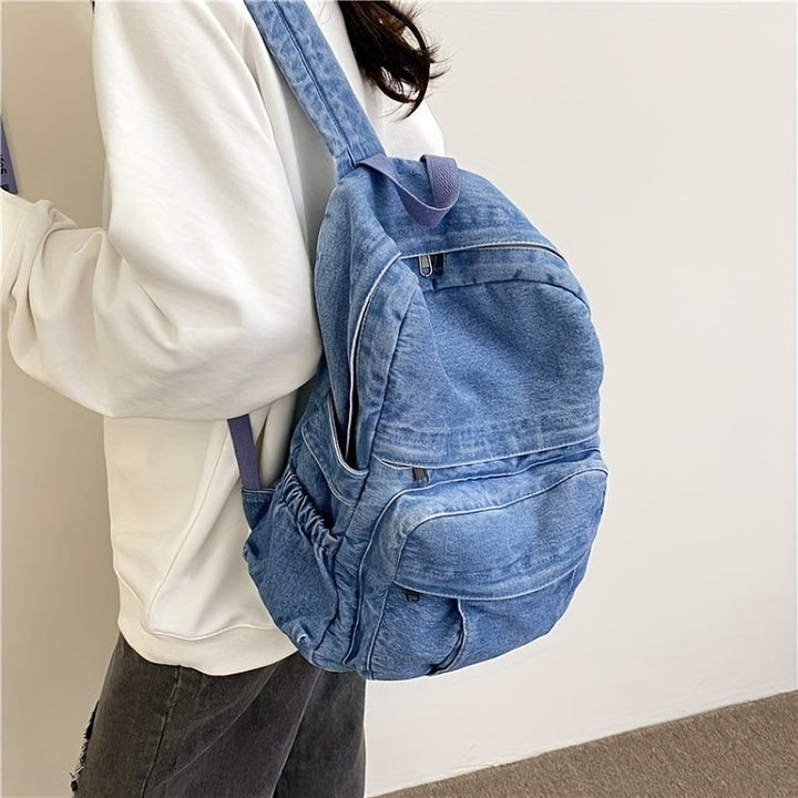 Uformell Denim-Ryggsekk – Trendy og Allsidig Reiseveske for Menn og Kvinner